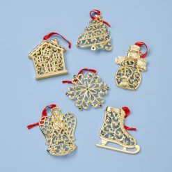 Lenox Premium Sparkle & Scroll Gold Ornaments, Set of 6