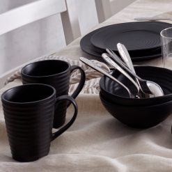 Alternative view of Lenox Premium Ridge Black Mugs, Set of 4