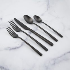 Lenox Premium Isobel Black Satin 20-Piece Flatware Set
