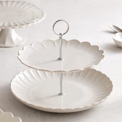 Alternative view of Lenox Premium French Perle Scallop White 2-Tier Server