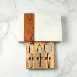 Lenox Premium Marble & Wood Serving Board with Cheese Server Set