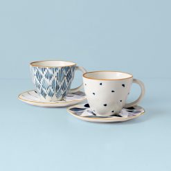 Lenox Premium Blue Bay 4-Piece Teacup & Saucer Set
