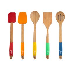 Lenox Premium Fiesta Bamboo 5-Piece Silicone Utensil Set