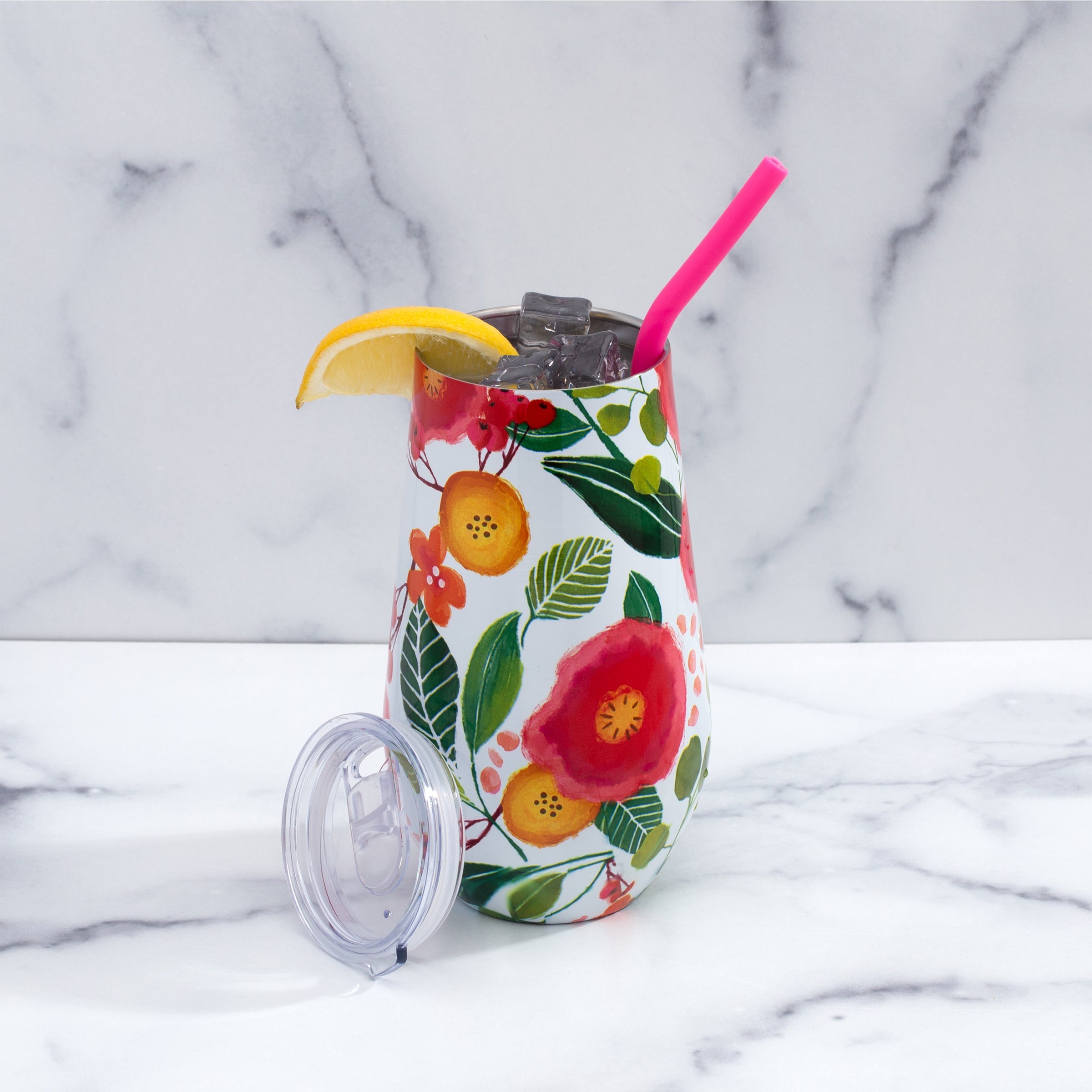Lenox Premium Floral Wine Tumbler With Straw, Set of 12 - Image 4