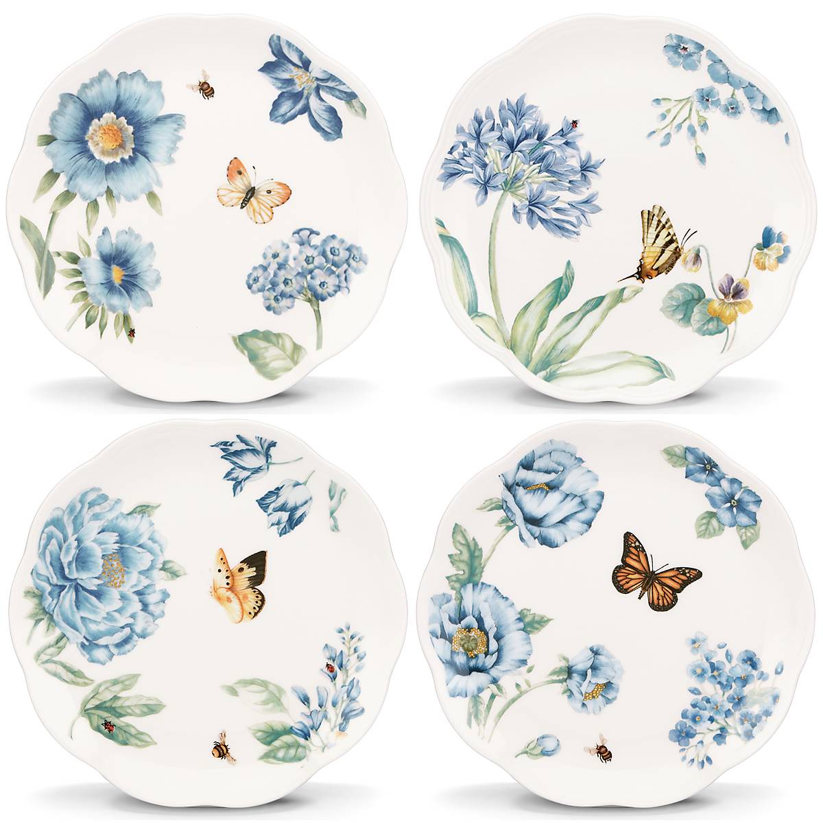 Lenox Premium Butterfly Meadow Blue Dessert Plates, Set of 4 - Image 2