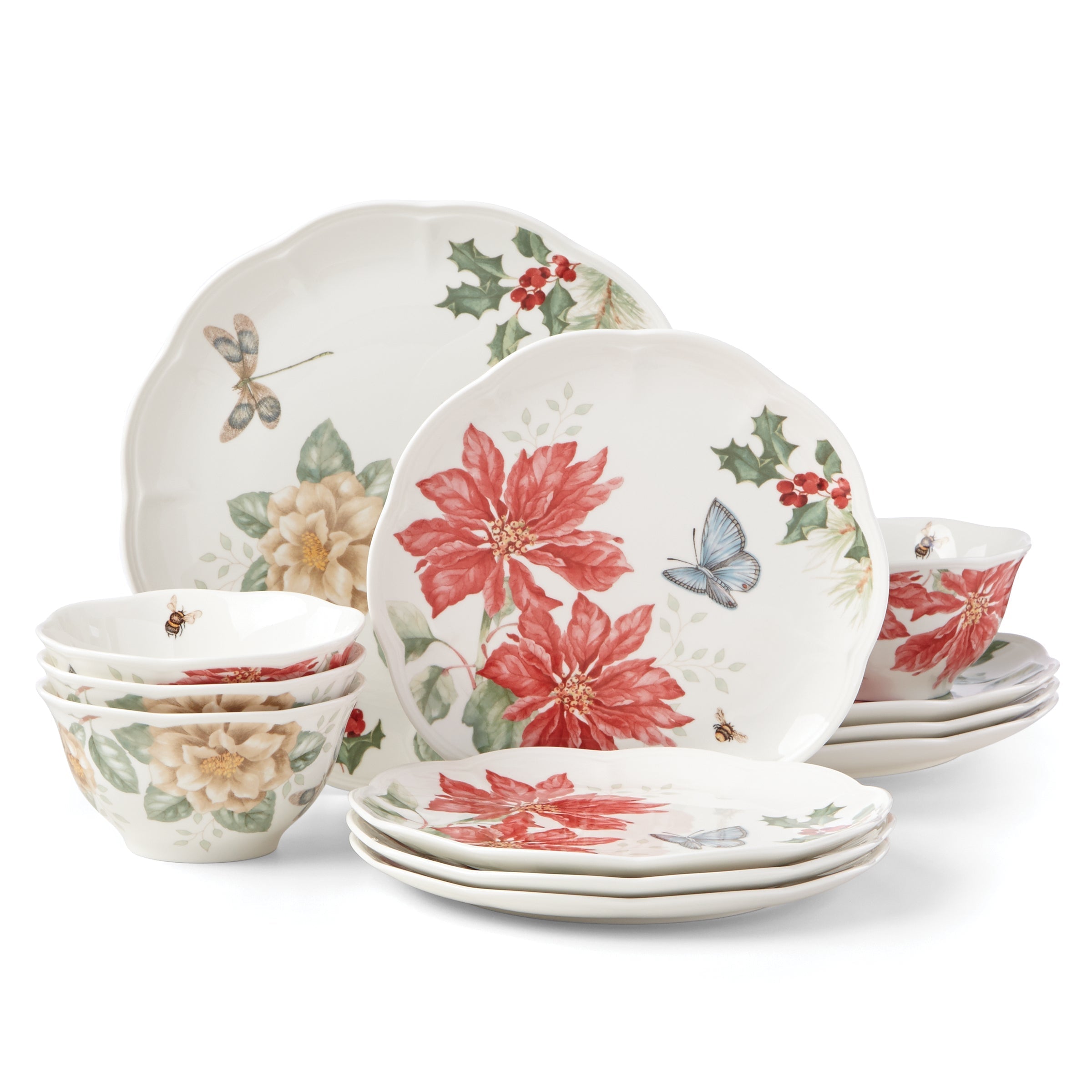 Lenox Premium Butterfly Meadow Holiday 12-Piece Dinnerware Set - Image 2