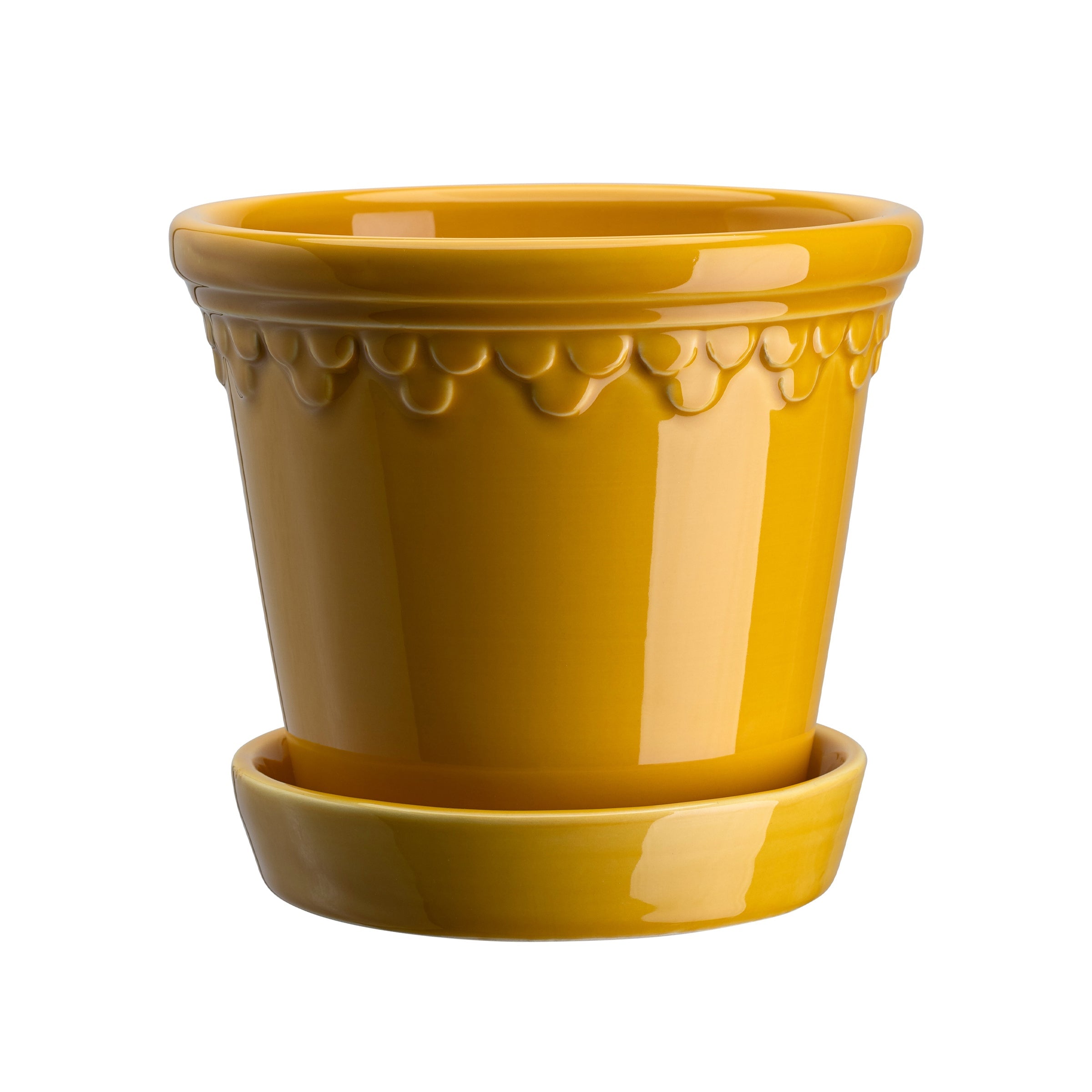 Lenox Premium Kobenhavner Glazed Amber Yellow 16cm Pot with Saucer - Image 5