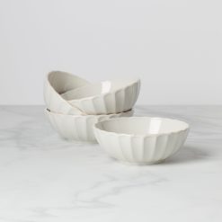 Lenox Premium French Perle Scallop White All-Purpose Bowls, Set of 4
