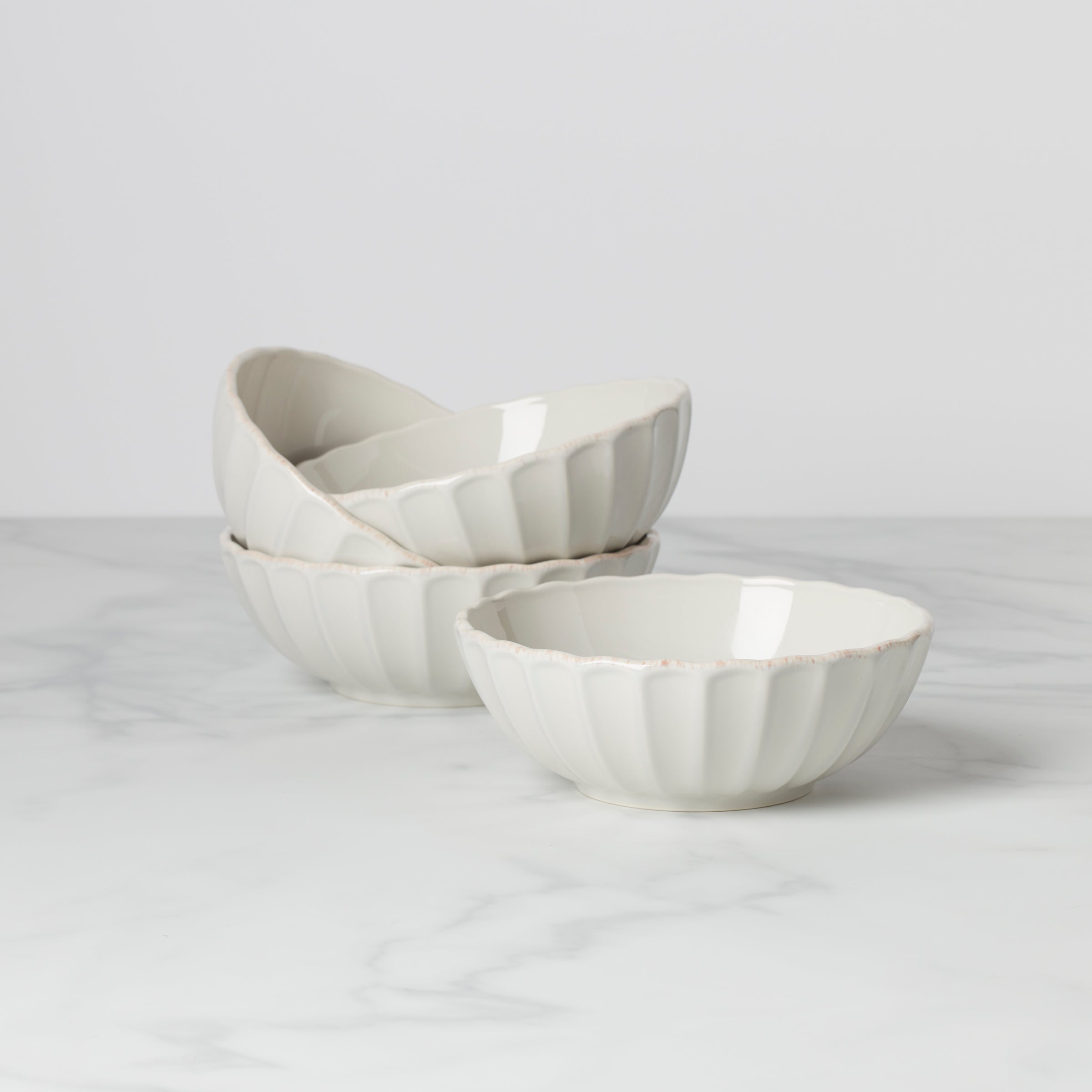 Lenox Premium French Perle Scallop White All-Purpose Bowls, Set of 4