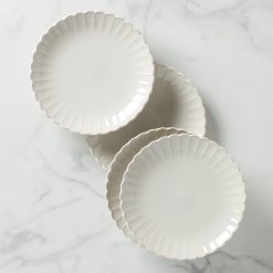 Lenox Premium French Perle Scallop White Dinner Plates, Set of 4