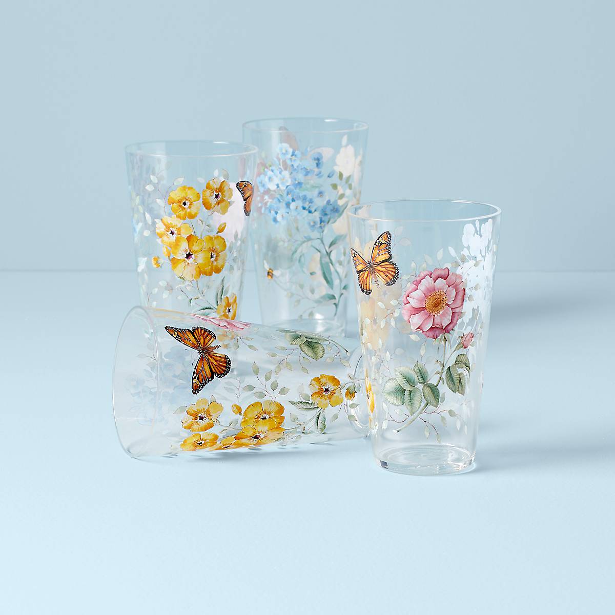 Lenox Premium Butterfly Meadow Acrylic Highball Glasses, Set of 4