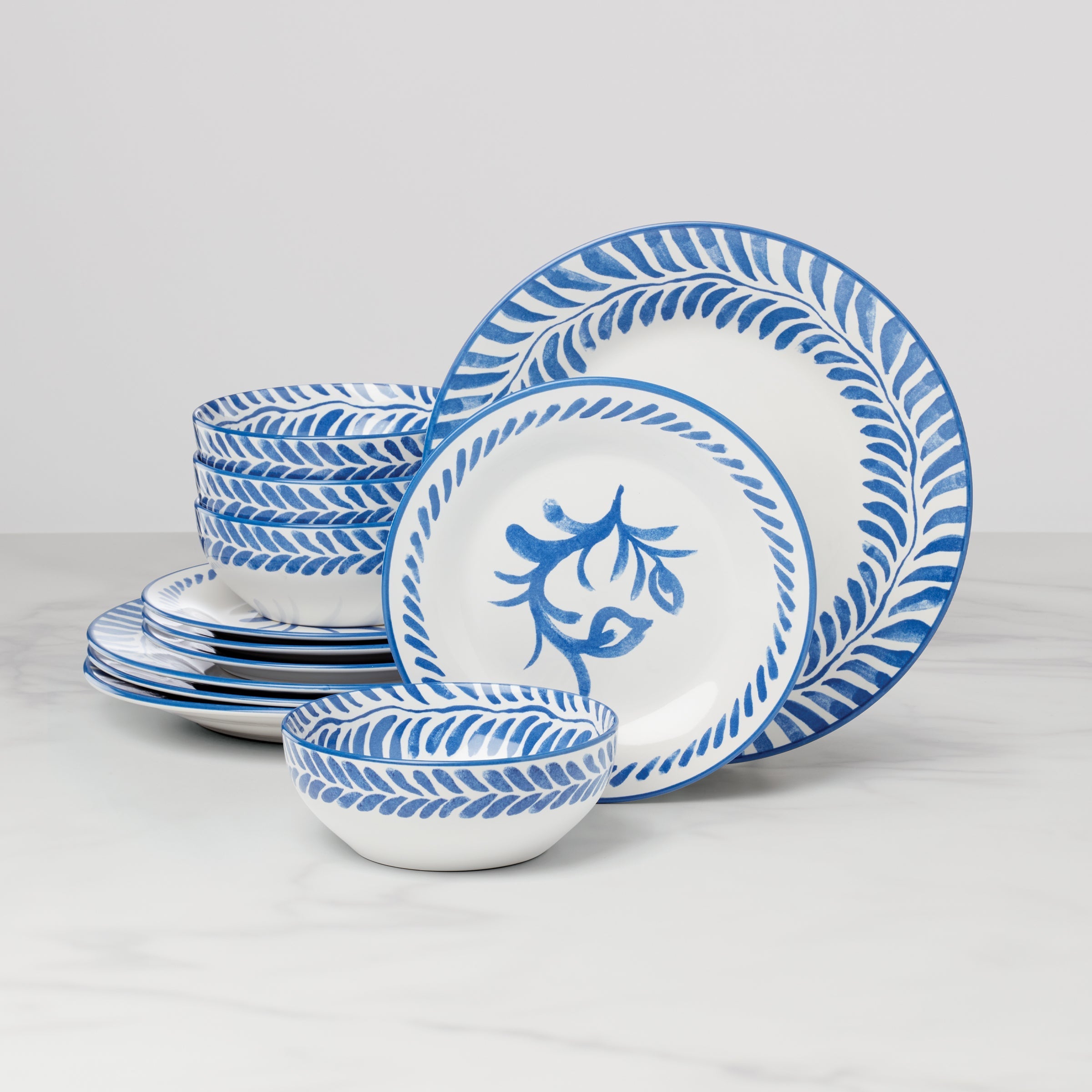 Lenox Premium Solear Blue 12-Piece Dinnerware Set