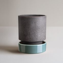 Alternative view of Lenox Premium Hoff Raw Grey & Glazed Misty Blue 14cm Pot with Saucer