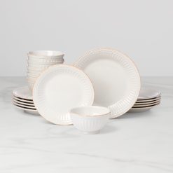 Lenox Premium French Perle Groove White 18-Piece Dinnerware Set