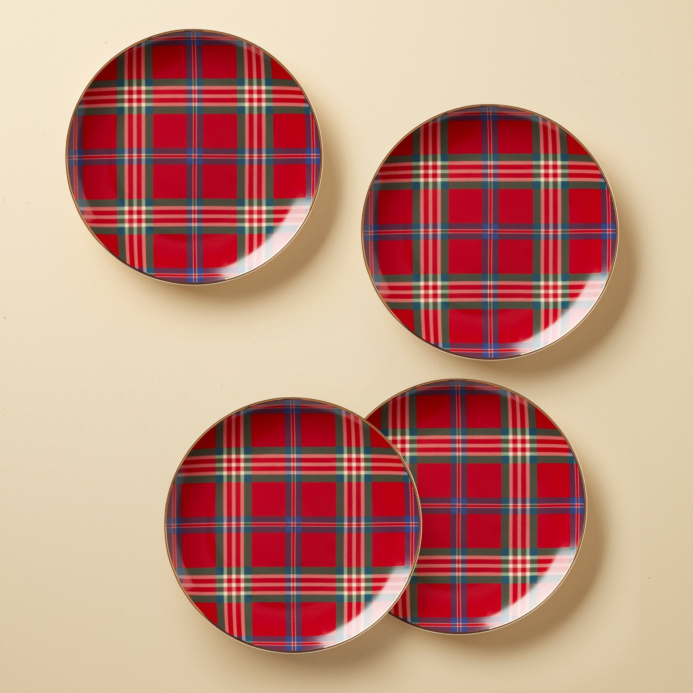 Lenox Premium Holiday Red Tartan Accent Plates, Set of 4
