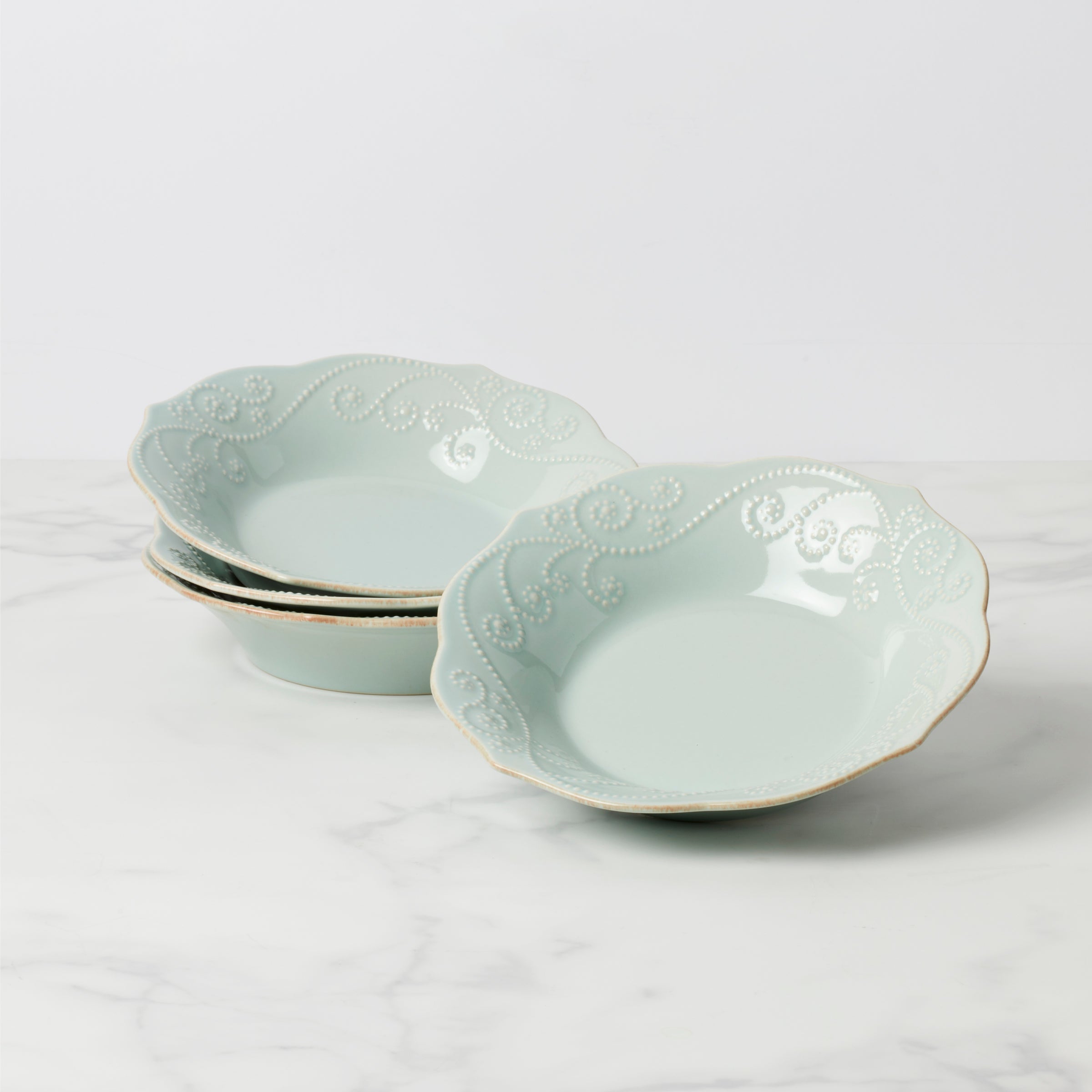 Lenox Premium French Perle Ice Blue Pasta Bowls, Set of 4