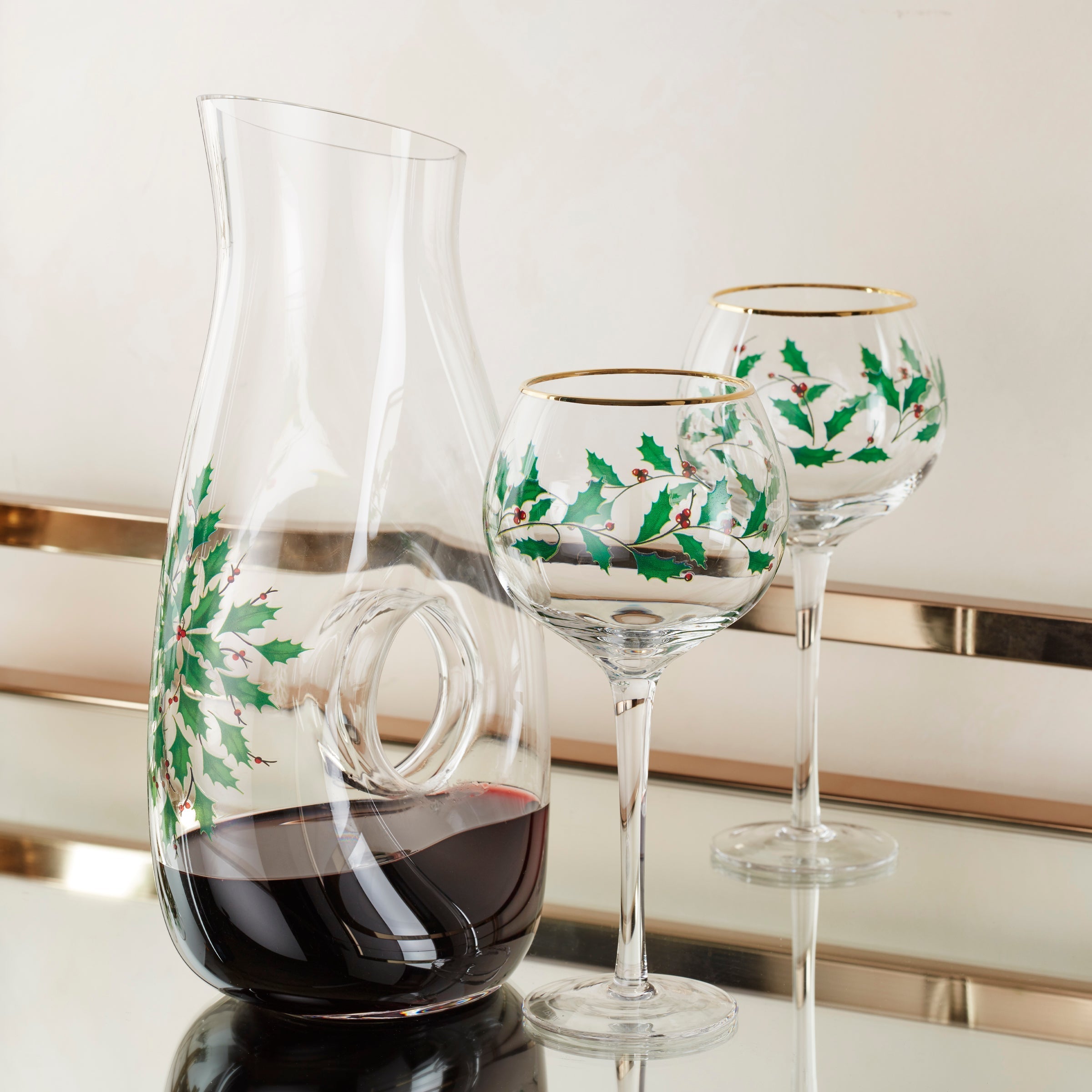 Lenox Premium Holiday 3-Piece Decanter & Wine Glass Set - Image 4