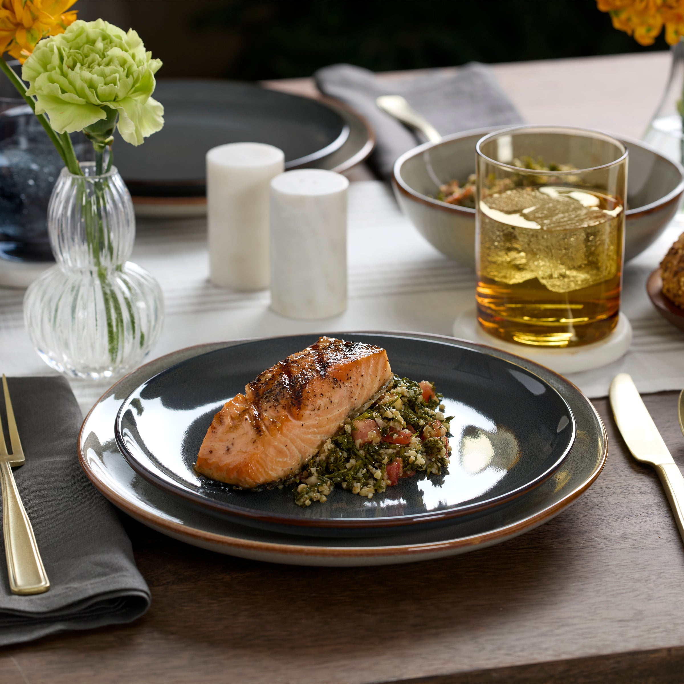 Lenox Premium Organic Shades Gray 18-Piece Dinnerware Set - Image 4