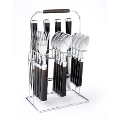Lenox Premium Temptation Black Charcoal Handle 16-Piece Flatware Set