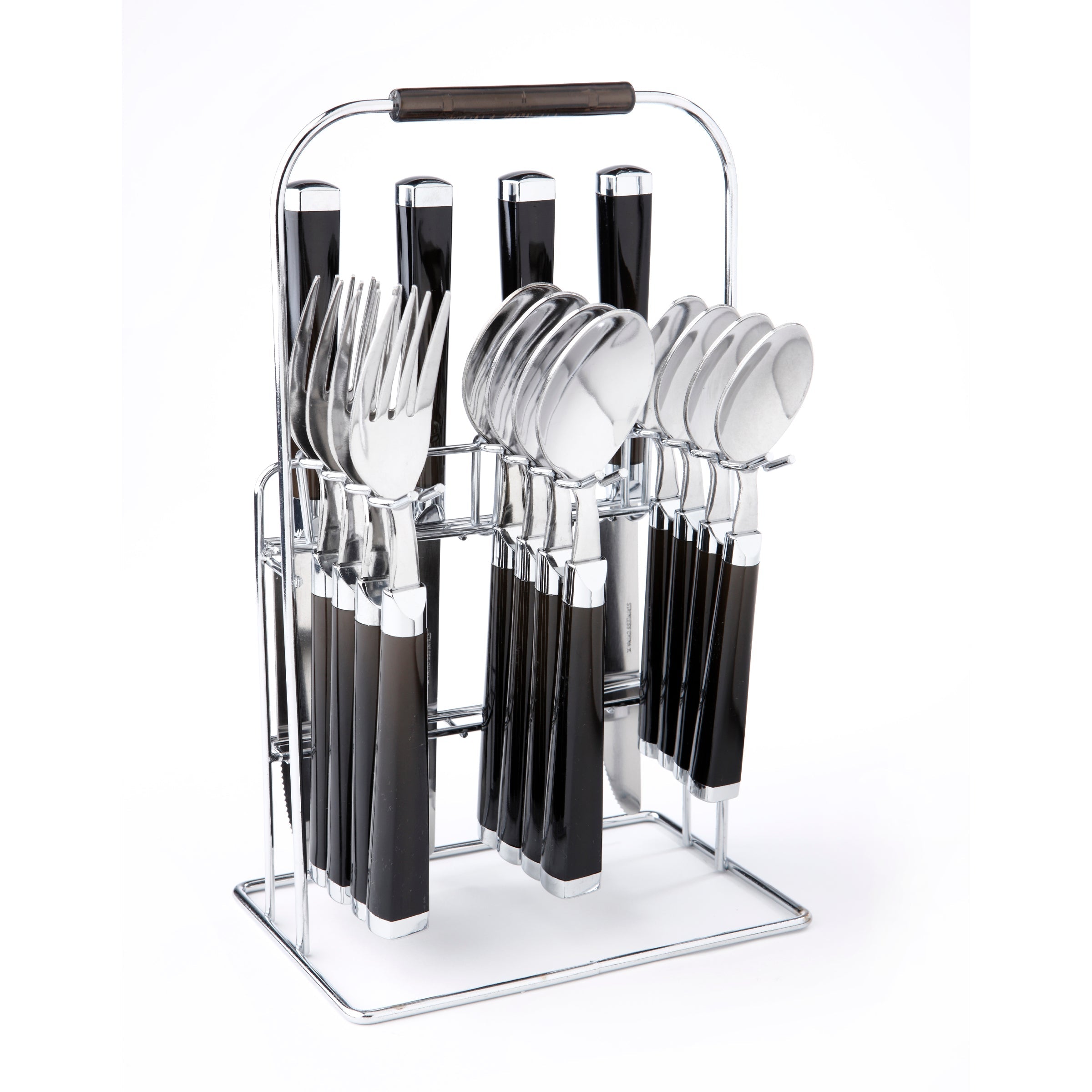 Lenox Premium Temptation Black Charcoal Handle 16-Piece Flatware Set