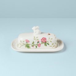 Lenox Premium Butterfly Meadow Bunny Covered Butter Dish