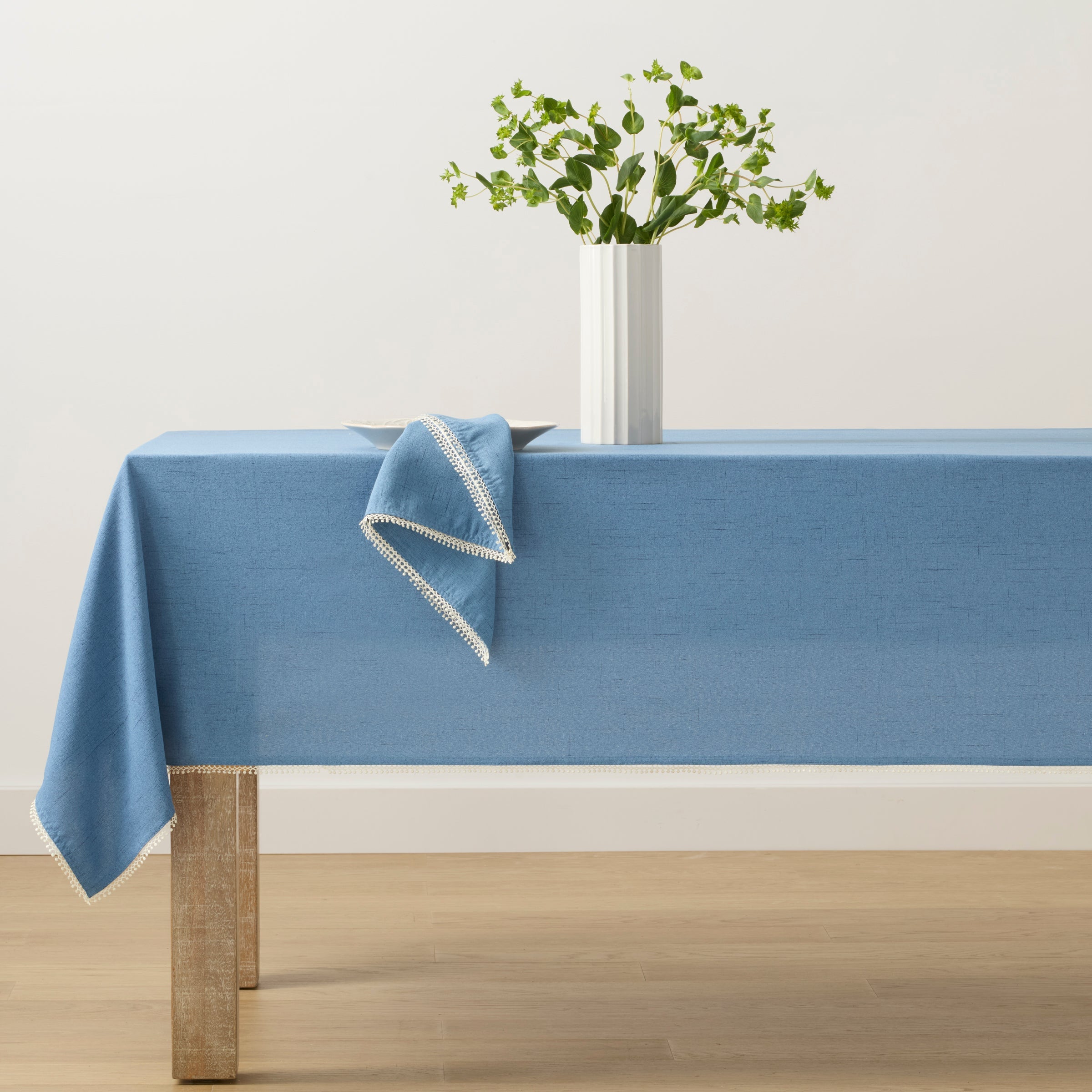 Lenox Premium French Perle Solid Periwinkle 60x120 Tablecloth - Image 2