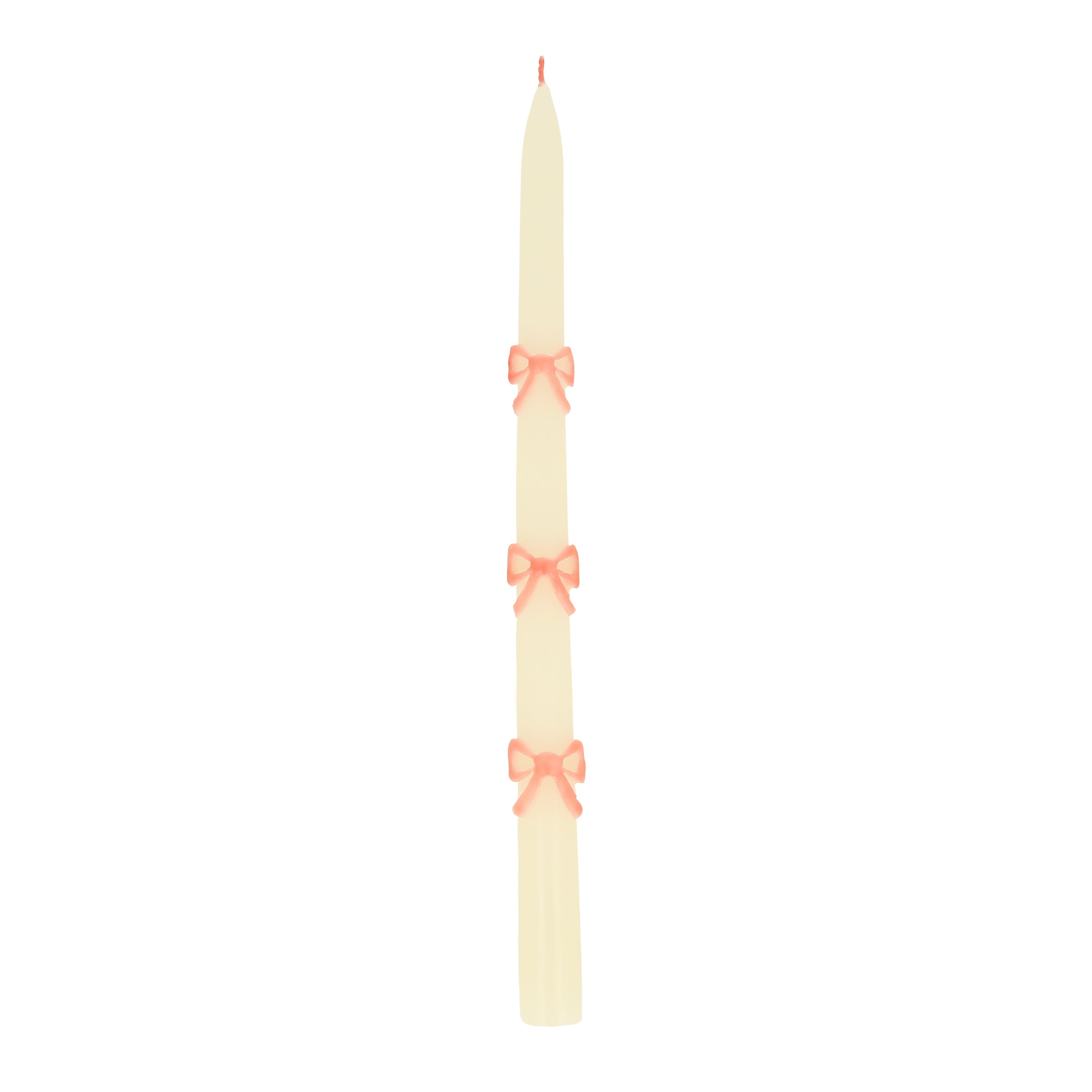 Lenox Premium Pink Bow Taper Candles, Set of 2 - Image 3
