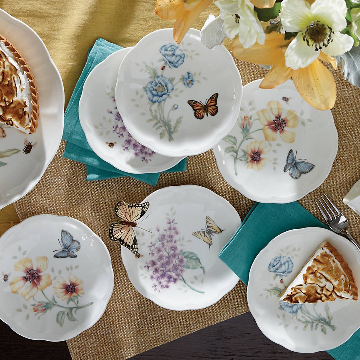 Lenox Premium Butterfly Meadow 6-Piece Tidbit Plate Set - Image 3