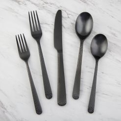 Lenox Premium Cecil Black Satin Hammered 20-Piece Flatware Set
