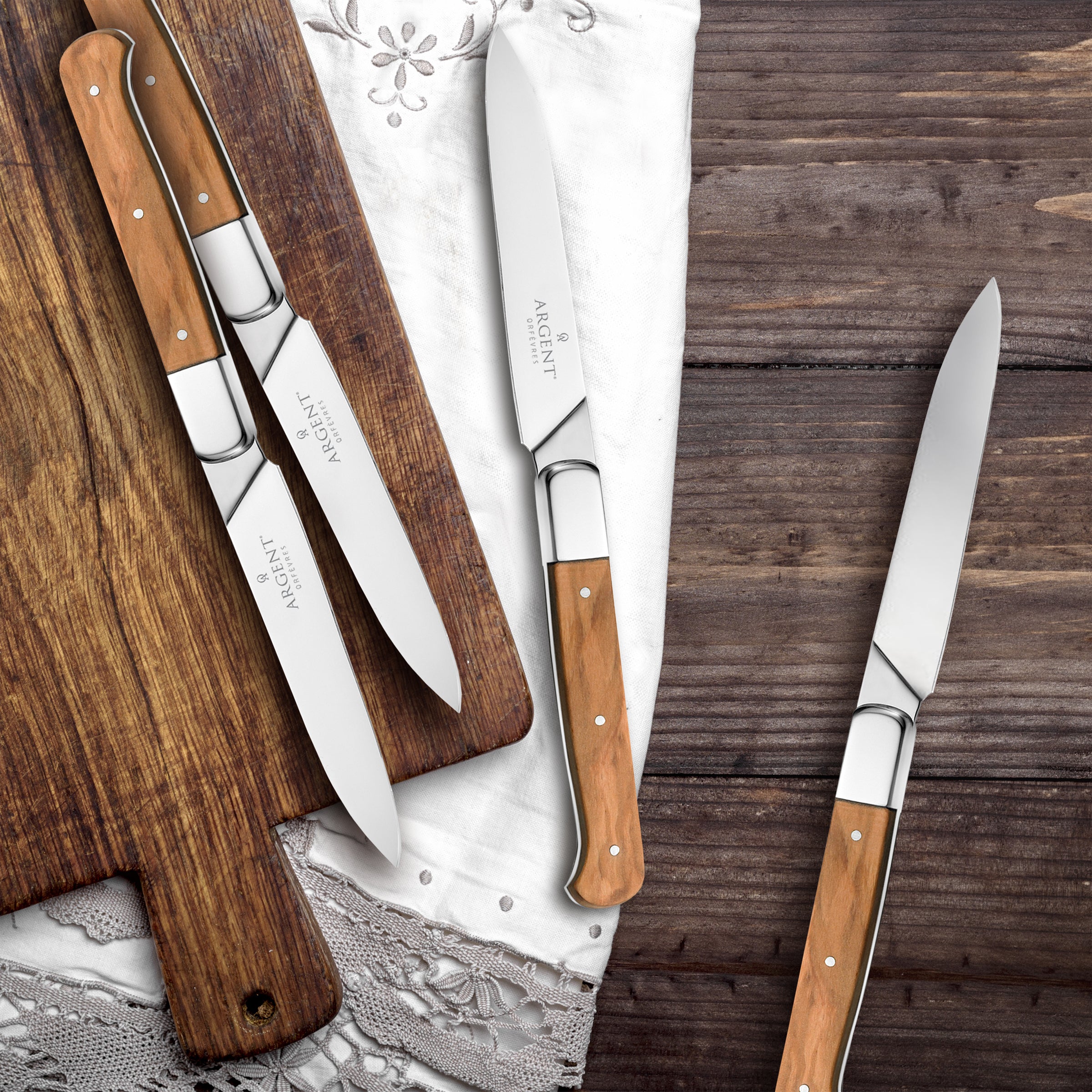 Lenox Premium Argent Lynden Olive Wood Steak Knives, Set of 4 - Image 4