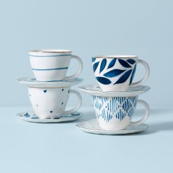 Lenox Premium Blue Bay 8-Piece Espresso Cup & Saucer Set