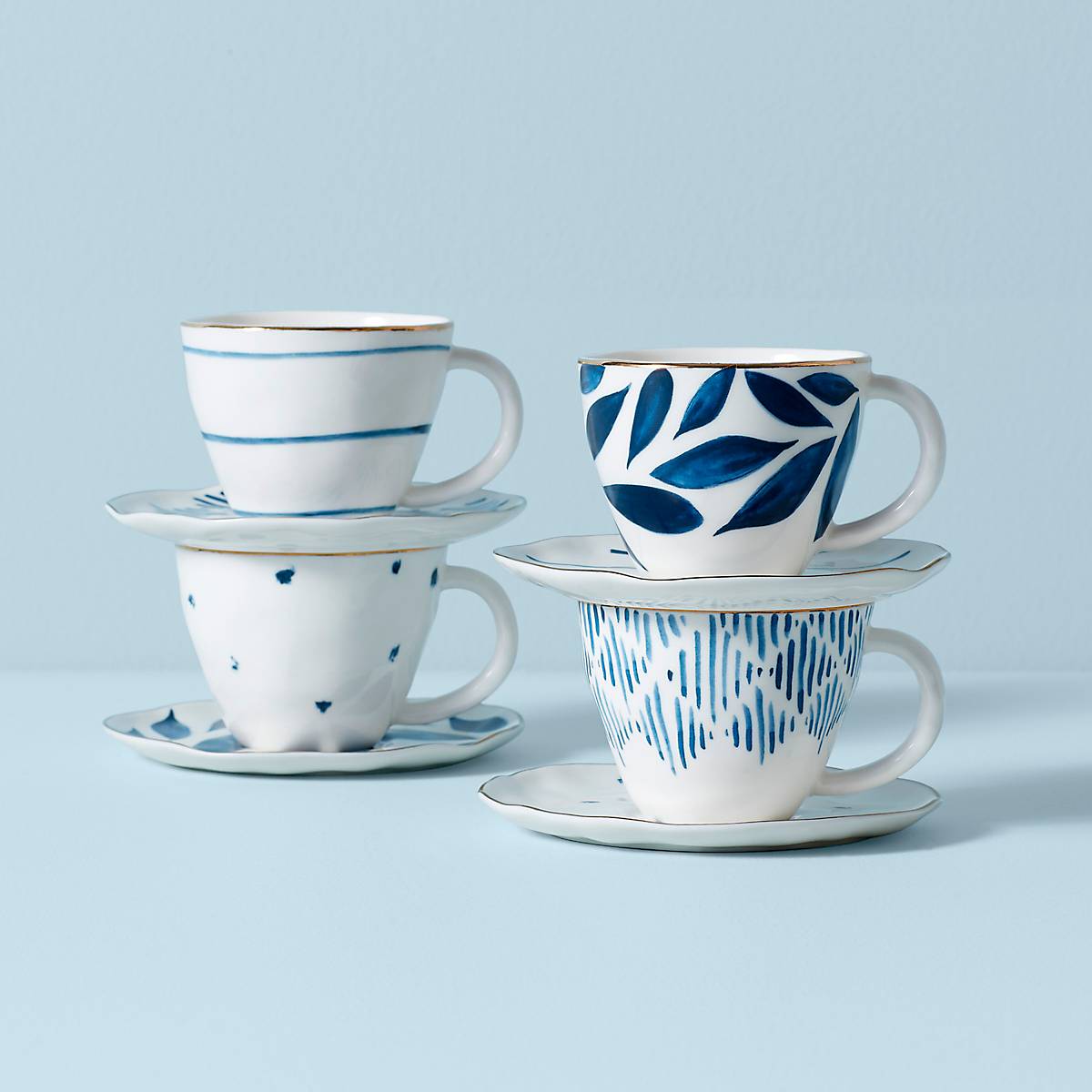 Lenox Premium Blue Bay 8-Piece Espresso Cup & Saucer Set