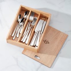 Lenox Premium Studio 1414 Mirror 24 Piece Flatware Set with Caddy