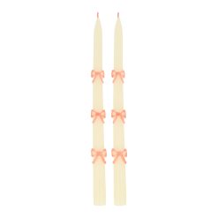 Lenox Premium Pink Bow Taper Candles, Set of 2