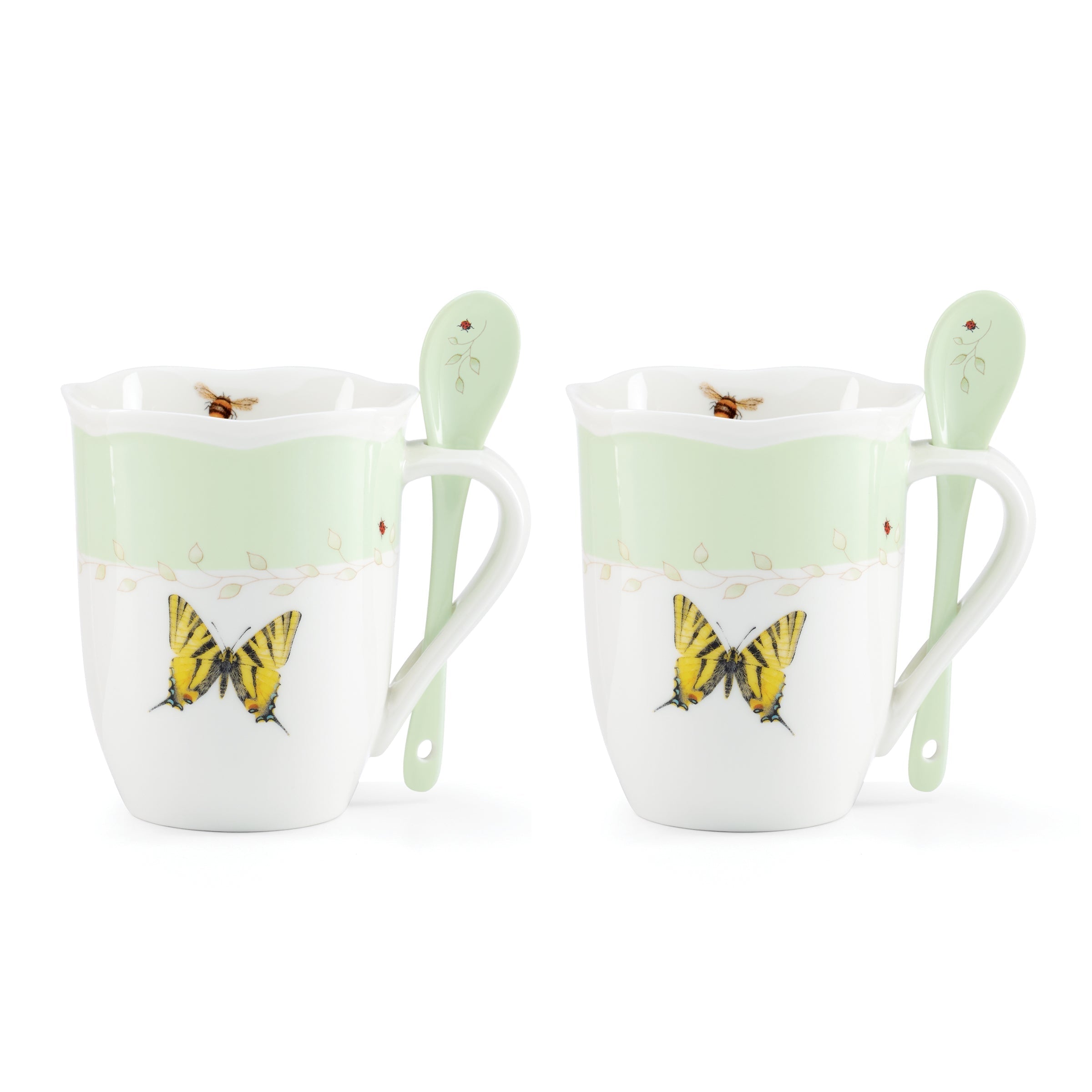 Lenox Premium Butterfly Meadow Color Mugs with Spoons, Set of 8 - Image 8