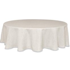 Lenox Premium French Perle Solid Natural 70x70 Round Tablecloth
