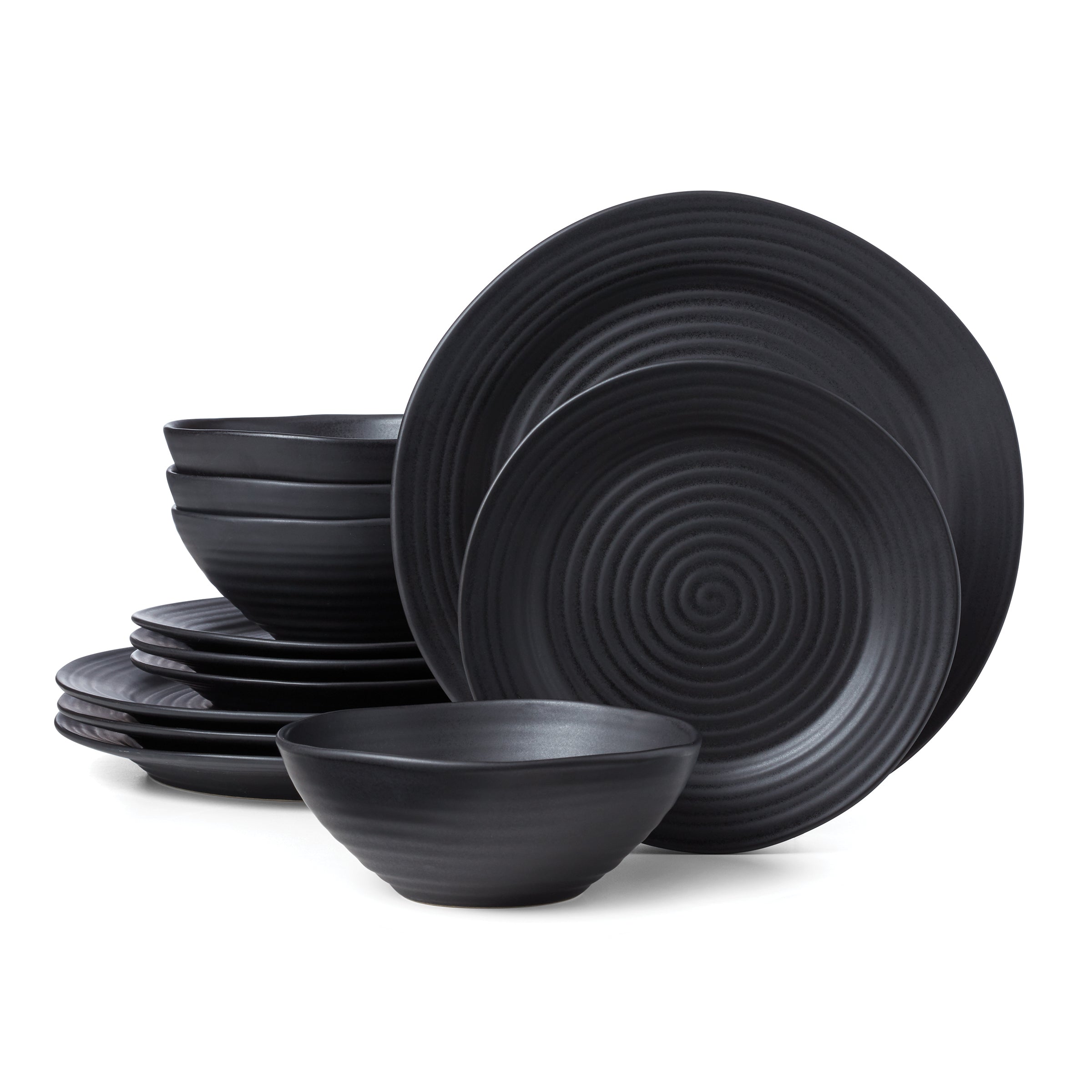 Lenox Premium Ridge Black 12-Piece Dinnerware Set