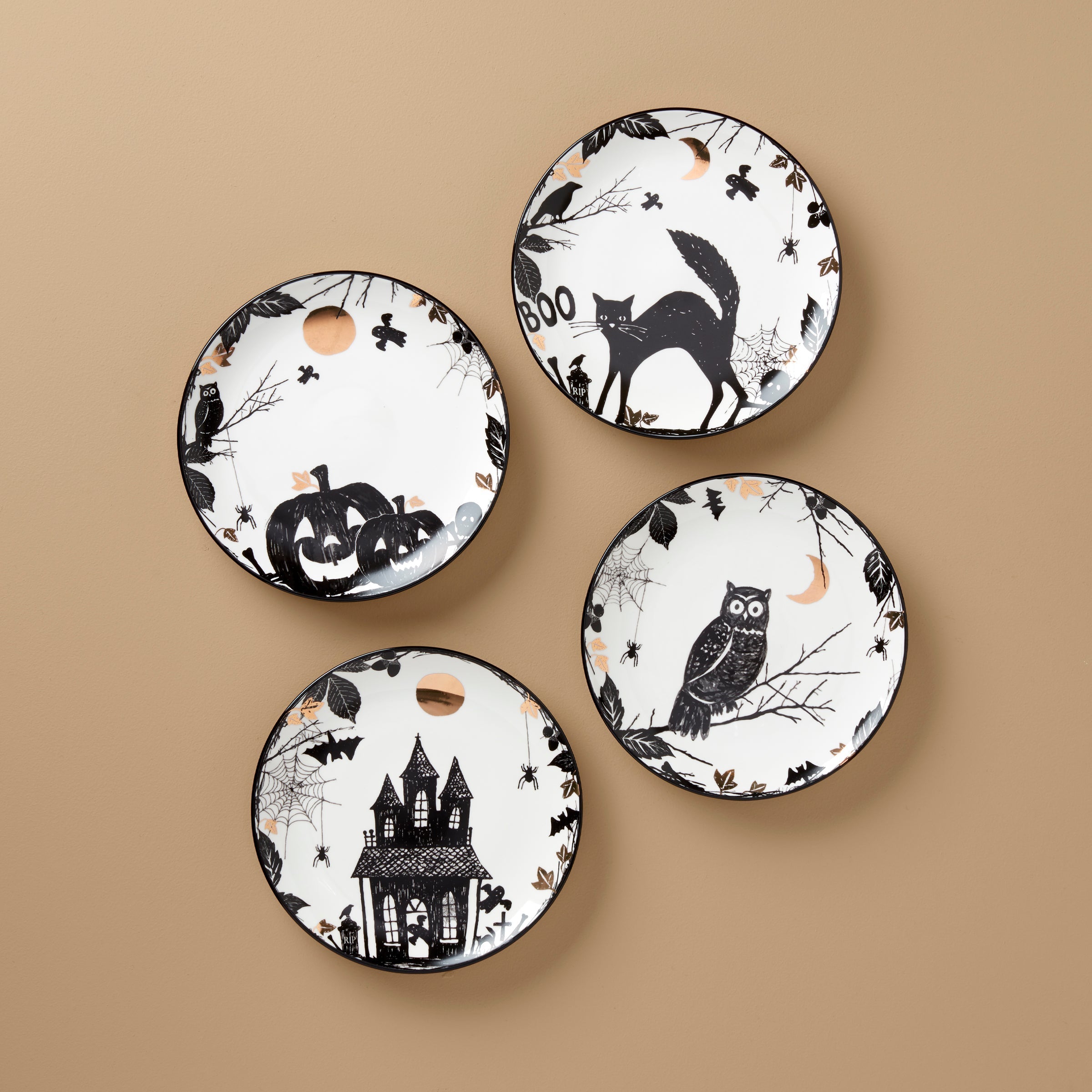 Lenox Premium Haunted Halloween Accent Plates, Set of 4