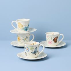 Lenox Premium Butterfly Meadow Espresso Cup & Saucers, Set of 4