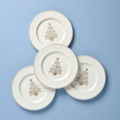 Lenox Premium Federal Platinum Tree Accent Plates, Set of 4