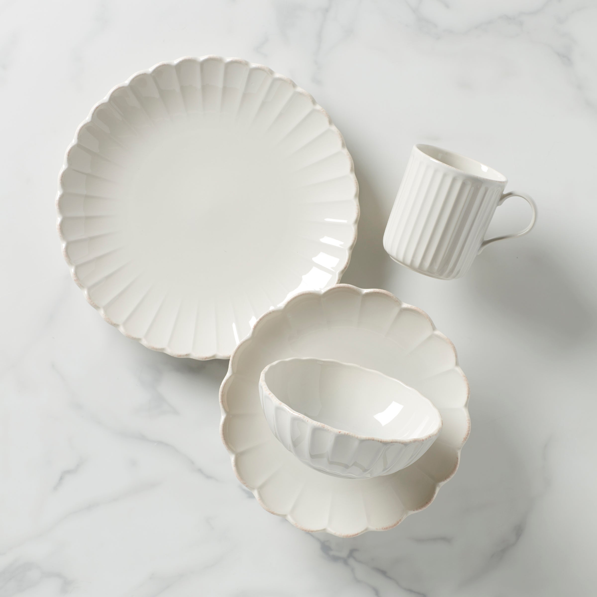 Lenox Premium French Perle Scallop White 4-Piece Place Setting