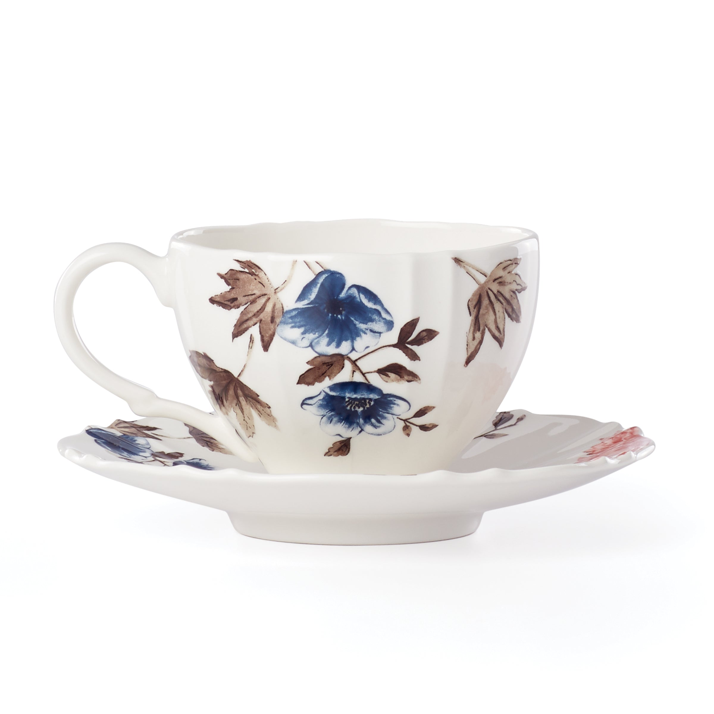Lenox Premium Sprig & Vine White Teacup & Saucer - Image 2