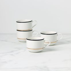 Lenox Premium Make It Pop Black & White Mugs, Set of 4