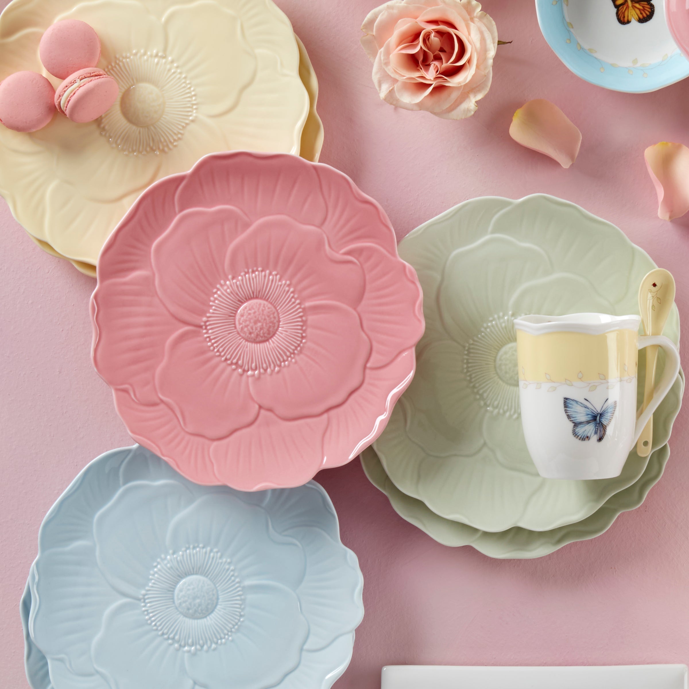 Lenox Premium Butterfly Meadow Floral Pink Accent Plates, Set of 4 - Image 6