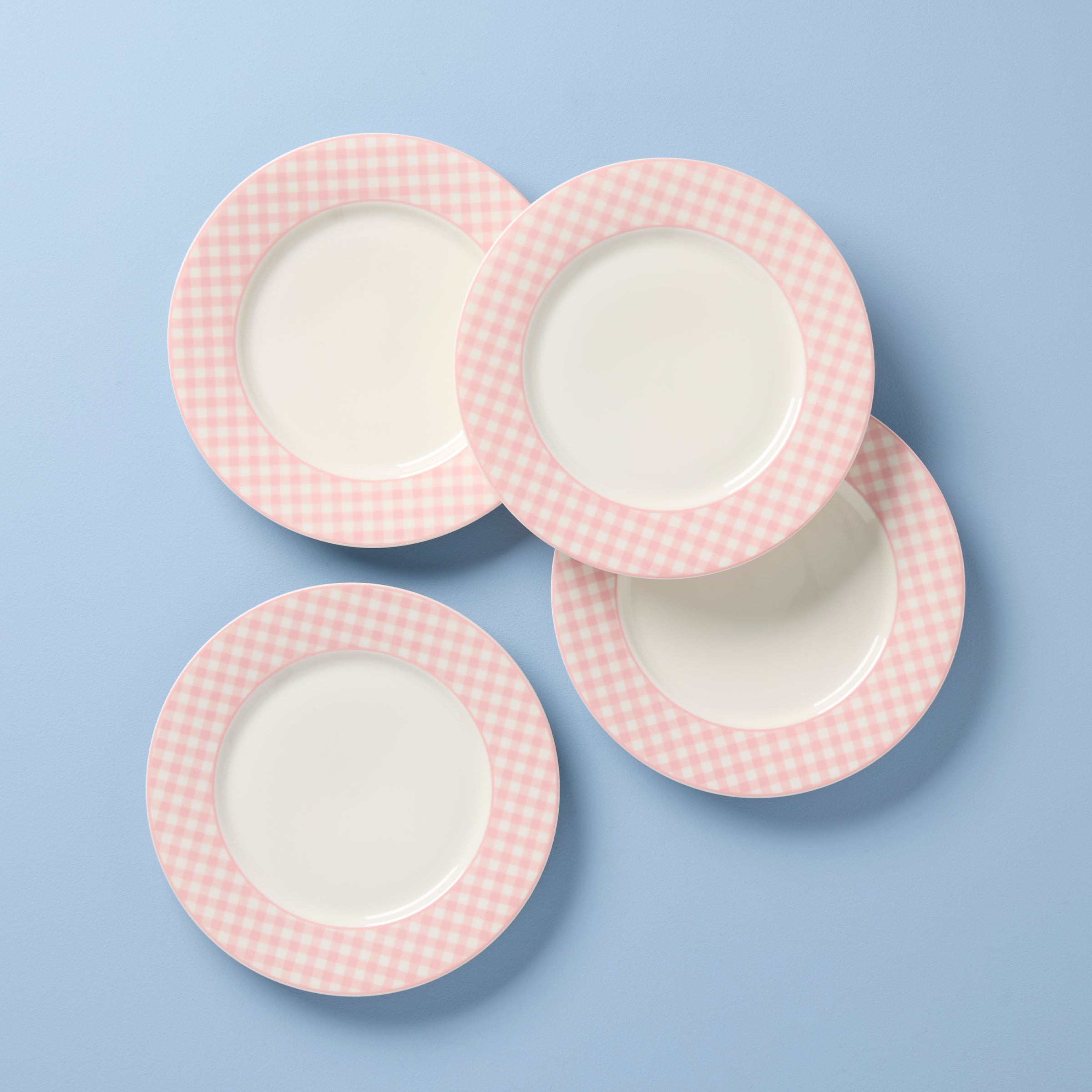 Lenox Premium Gingham Pink Dinner Plates, Set of 4