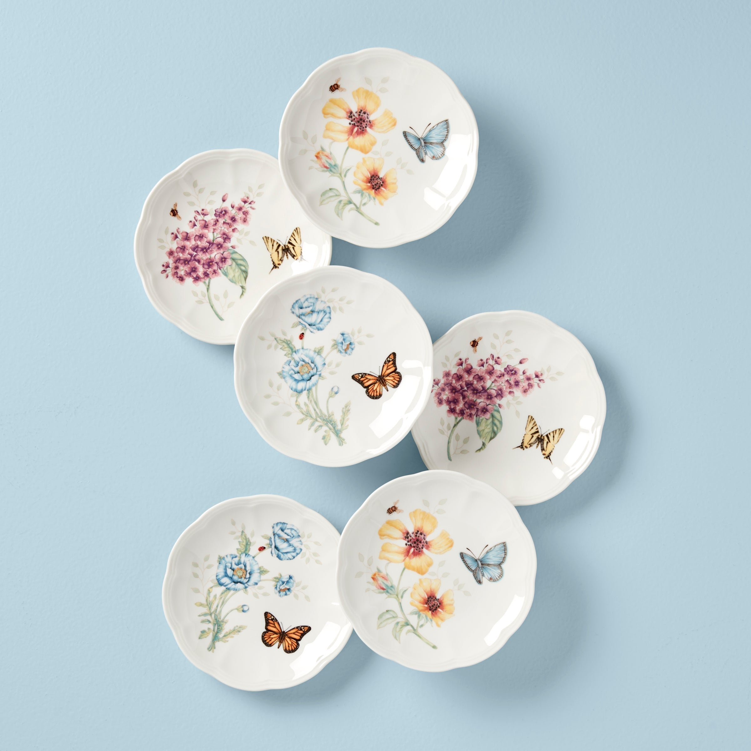 Lenox Premium Butterfly Meadow 6-Piece Tidbit Plate Set
