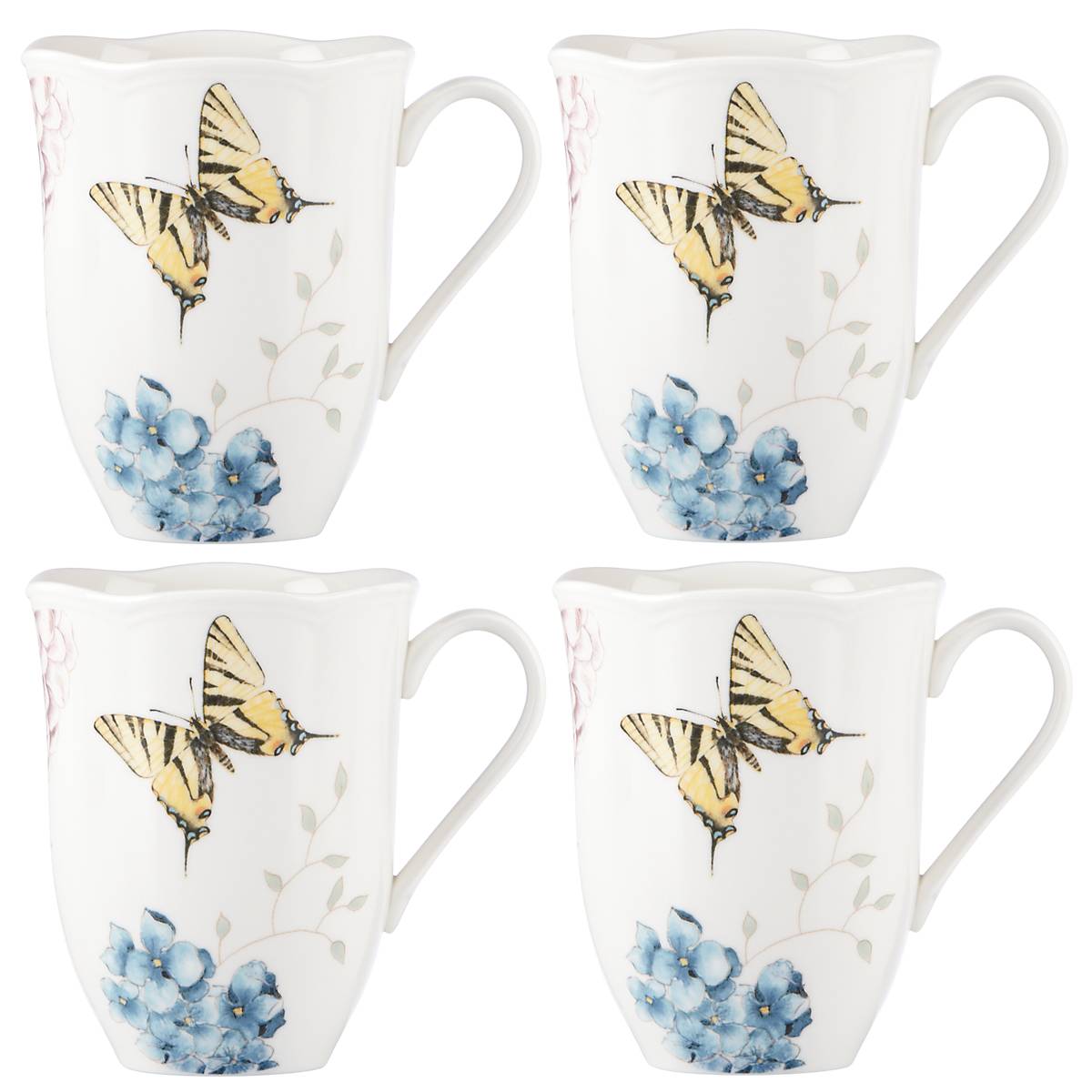 Lenox Premium Butterfly Meadow Hydrangea Mugs, Set of 4 - Image 3