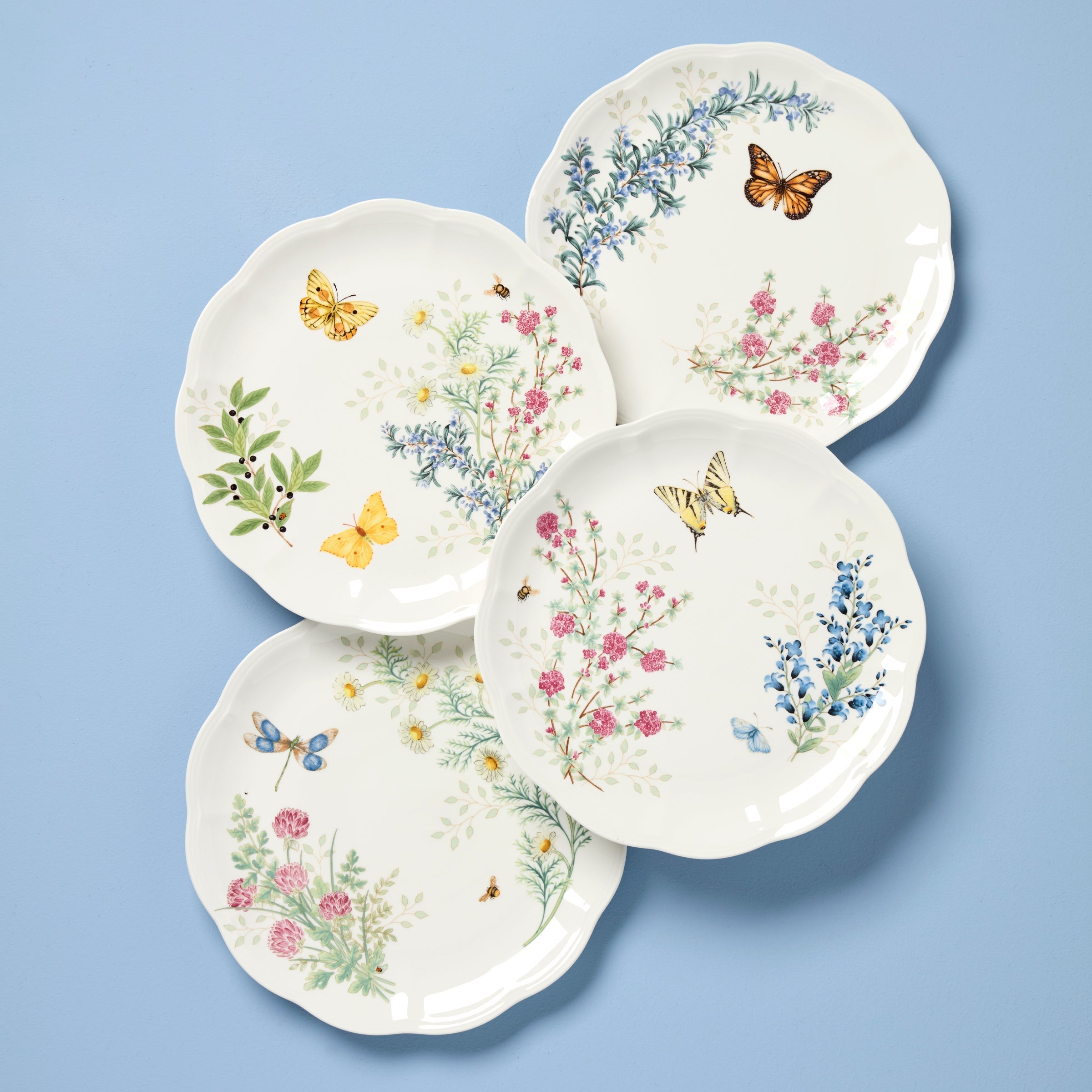 Lenox Premium Butterfly Meadow Herbs Dinner Plates, Set of 4