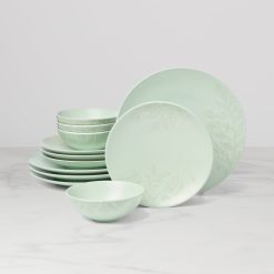 Lenox Premium Roseto Soft Sage 12-Piece Dinnerware Set