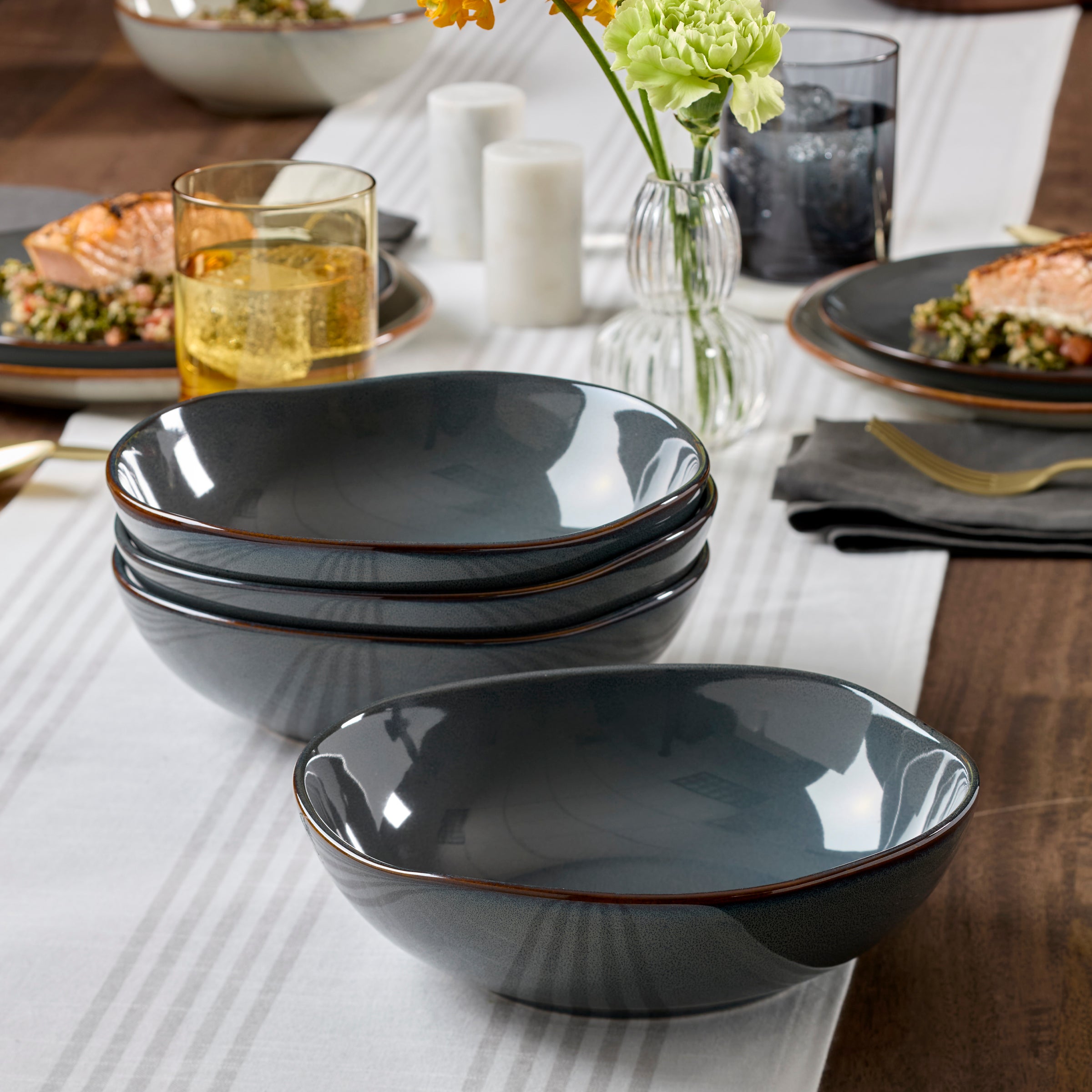 Lenox Premium Organic Shades Gray Pasta Bowls, Set of 4 - Image 2